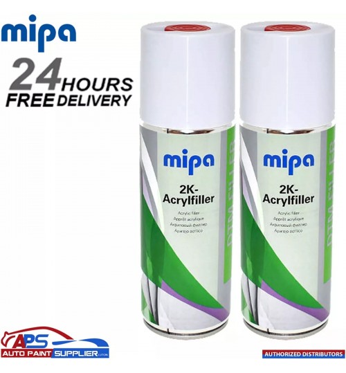 2X MIPA 2K Acrylfiller Spray GREY 2K Primer Filler 400ml Aerosol Inc Hardener